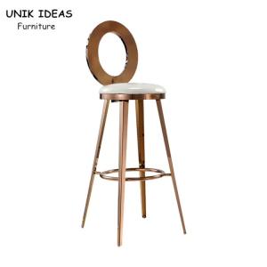 Quality Modern Wedding High Bar Chair Stainless Steel Counter O Back Gold Bar Stool wholesale