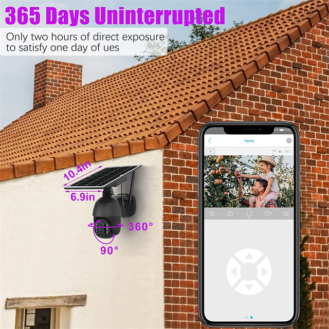 PIR Radar Tuya Smart Camera PTZ 355 Solar Powered Wireless Outdoor Security Camera