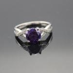Women Jewelry 925 Silver Round Created Amethyst Cubic Zircon Ring(F93)