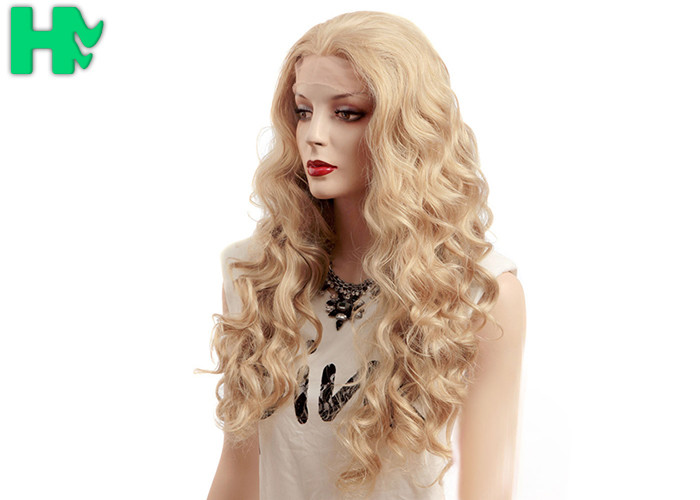 Fashion Prom Charming Curly Long Synthetic Wigs Blonde Hair Color