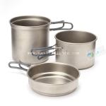 Titanium backpacking cookware 3pcs set, outdoor cooking used
