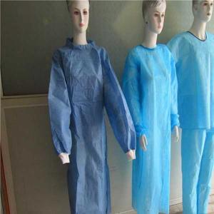 Quality Disposable Blue 50g/M2 SMS Adult Hospital Gowns wholesale