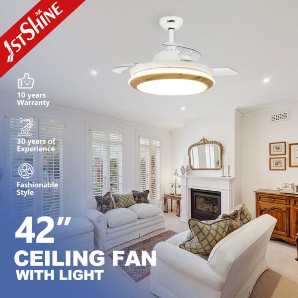 3 Retractable Blades 3 Light Color Changing Ceiling Fan For Living Bedroom