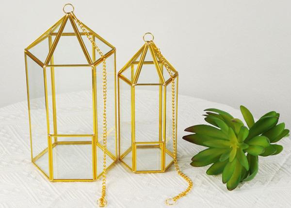 Golden hexagon cage glass artifact garden Creative geometric cover greenhouse