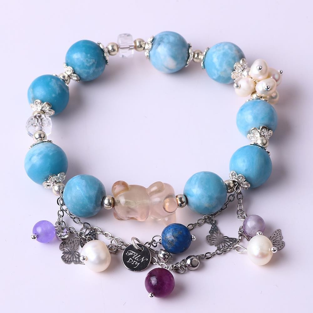 Healing Power 10mm Gemstone Beaded Round Bracelets With Beautiful Charms