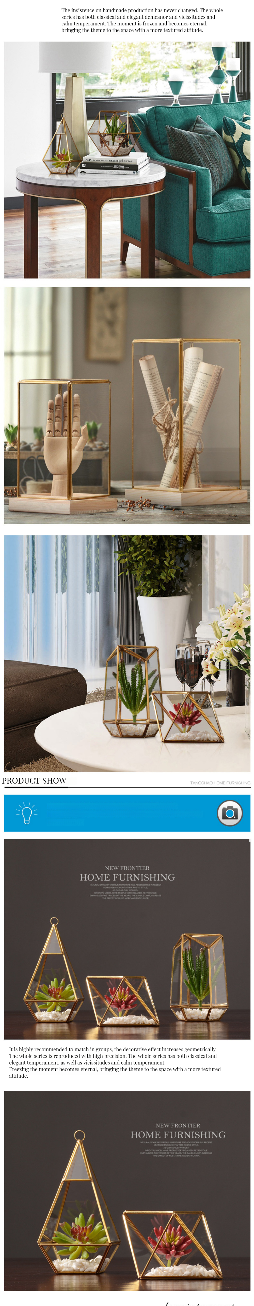 Nordic Eco-friendly Wall-Mounted Glass Display Box with Brass Margin and Wooden Base