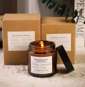 Quality Wholesale 100ml 150ml 200ml Amber Customer Label Empty Glass Candle Jars With Metal Covers wholesale