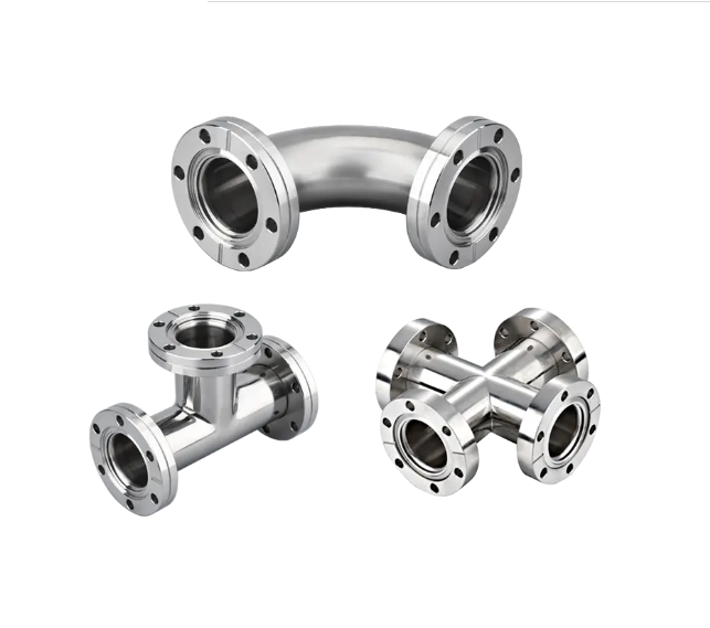Stainless Steel 301/304/316 KF Equal Tee Connect Flange Vacuum Fitting with OEM Support