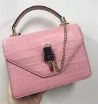 Authentic Crocodile Belly Skin Women Small Orange Purse Lady Chain Handbag