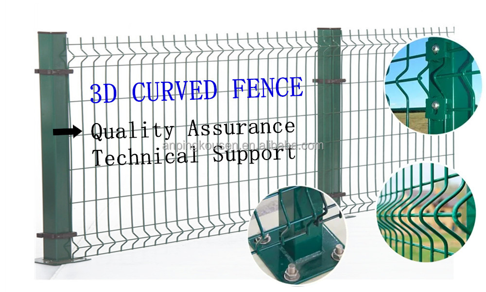 3D Curved Welded Wire Mesh Panel Security Fence with Pressure Treated Heat Treated Wood