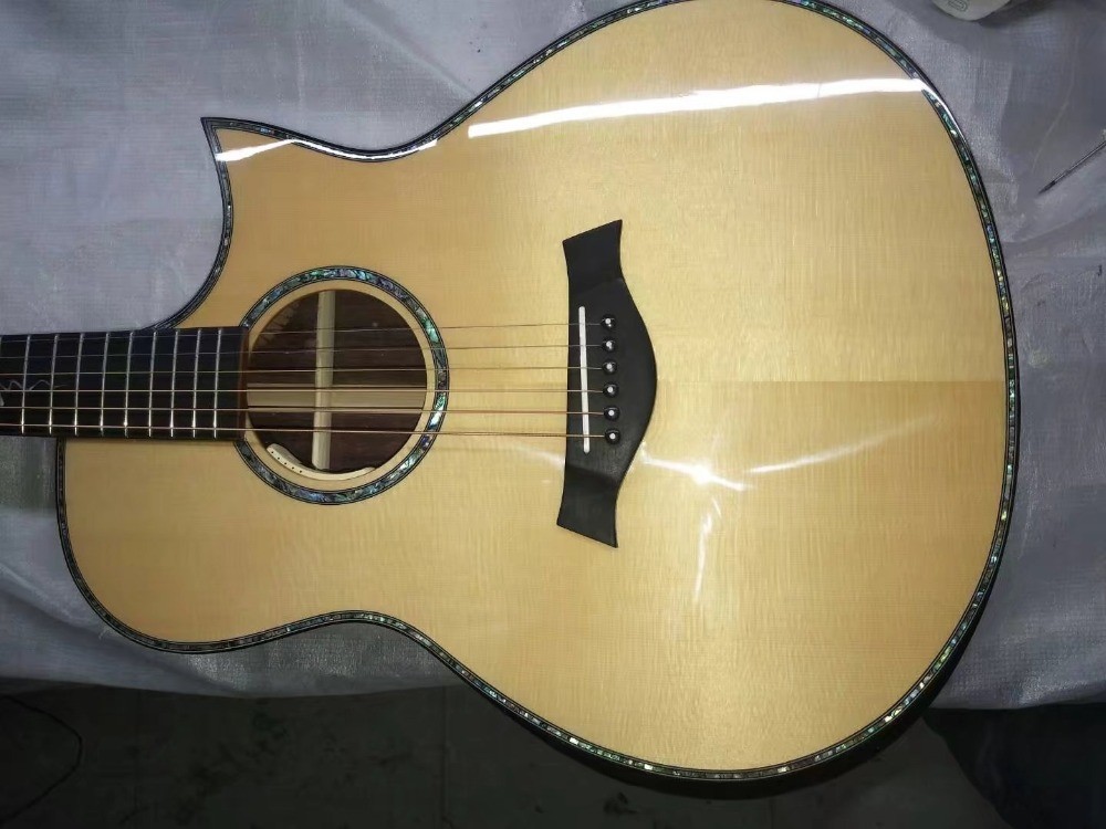 AAAA dreadnought body customize guitar cut-away AAAA all solid single cut armrest acoustic electric guitar