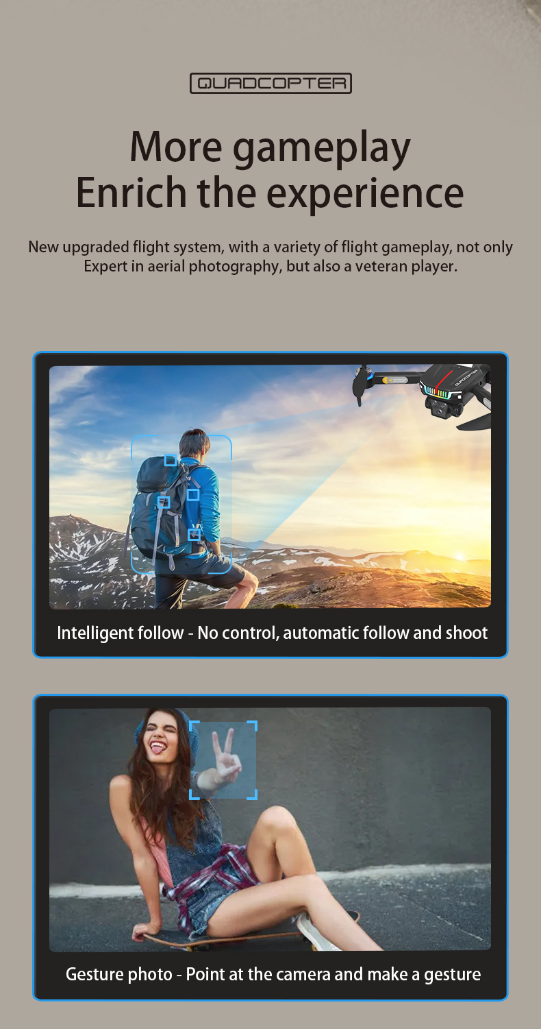 Flagship Performance Racing Drones Natural Color J16 Drone with Intelligent Obstacle Avoidance and Three Camera System