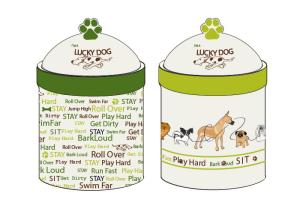 Quality Decaled Pet Ceramic Treat Jar With Silicone Seal Strong Dolomite Stoneware wholesale
