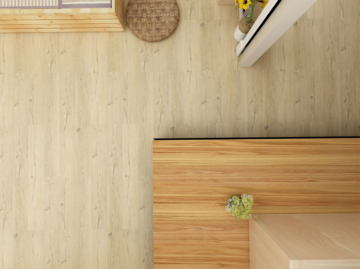 5mm Wood Grain SPC Flooring Unilin Click Beach Sunset Burlywood Eco Friendly GKBM MJ-W6003