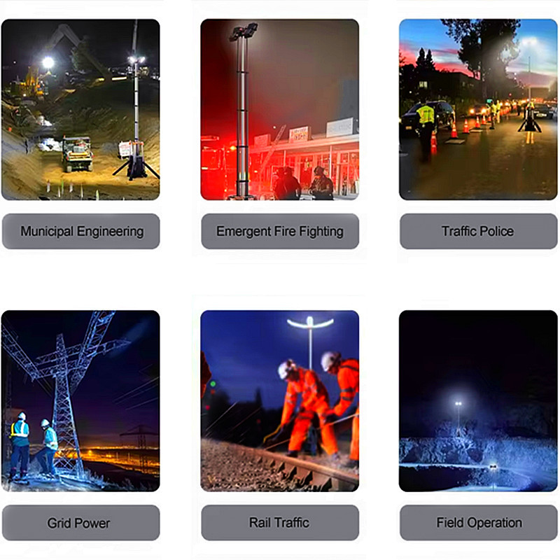 Construction Sites And Outdoor Events Made Brighter With Solar Light Tower Rental 3 × 460W Solar Panels Included