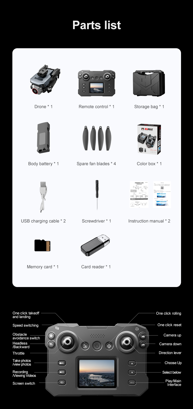 K12 Drones Design Foldable Helicopter with Screen Remote Wifi FPV Obstacle Avoidance and Other Image Transmission Distance