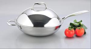 Quality 2Pcs 3-ply stainless steel cookware wok SHSW-1005 wholesale