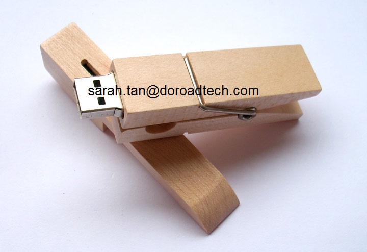 High-speed Wooden Clip Shape USB Flash Drives