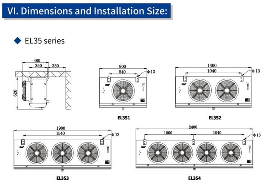 Refrigeration Parts Industrial Ceiling Type Air Cooler Unit For Big Cold Room