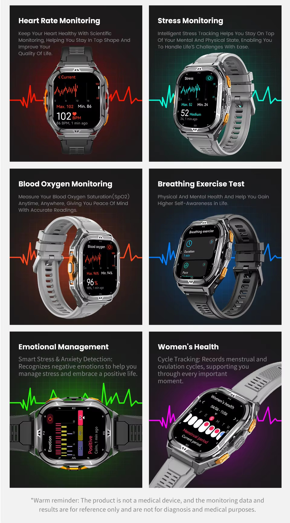X5 Smartwatch Heart Rate Blood Oxygen BT Call Voice Assistant GPS Positioning