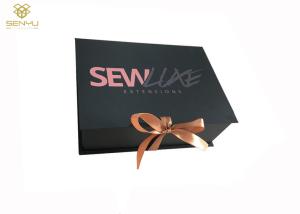 Quality Black Cardboard Gift Box Packaging / Magnetic Folding Packaging Boxes For Hair Extension wholesale