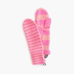 Quality Un - Symmetric Stripe Knitted Mitten Gloves , Pink Knit Cashmere Gloves wholesale