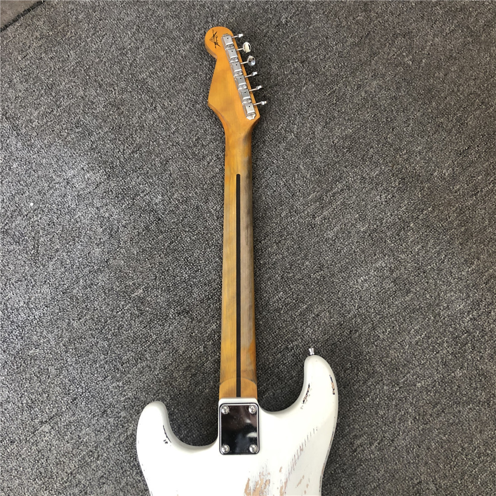 Custom handmade copy of old SRV ST electric guitar 100% handmade Beautiful white polychromatic electric guitar