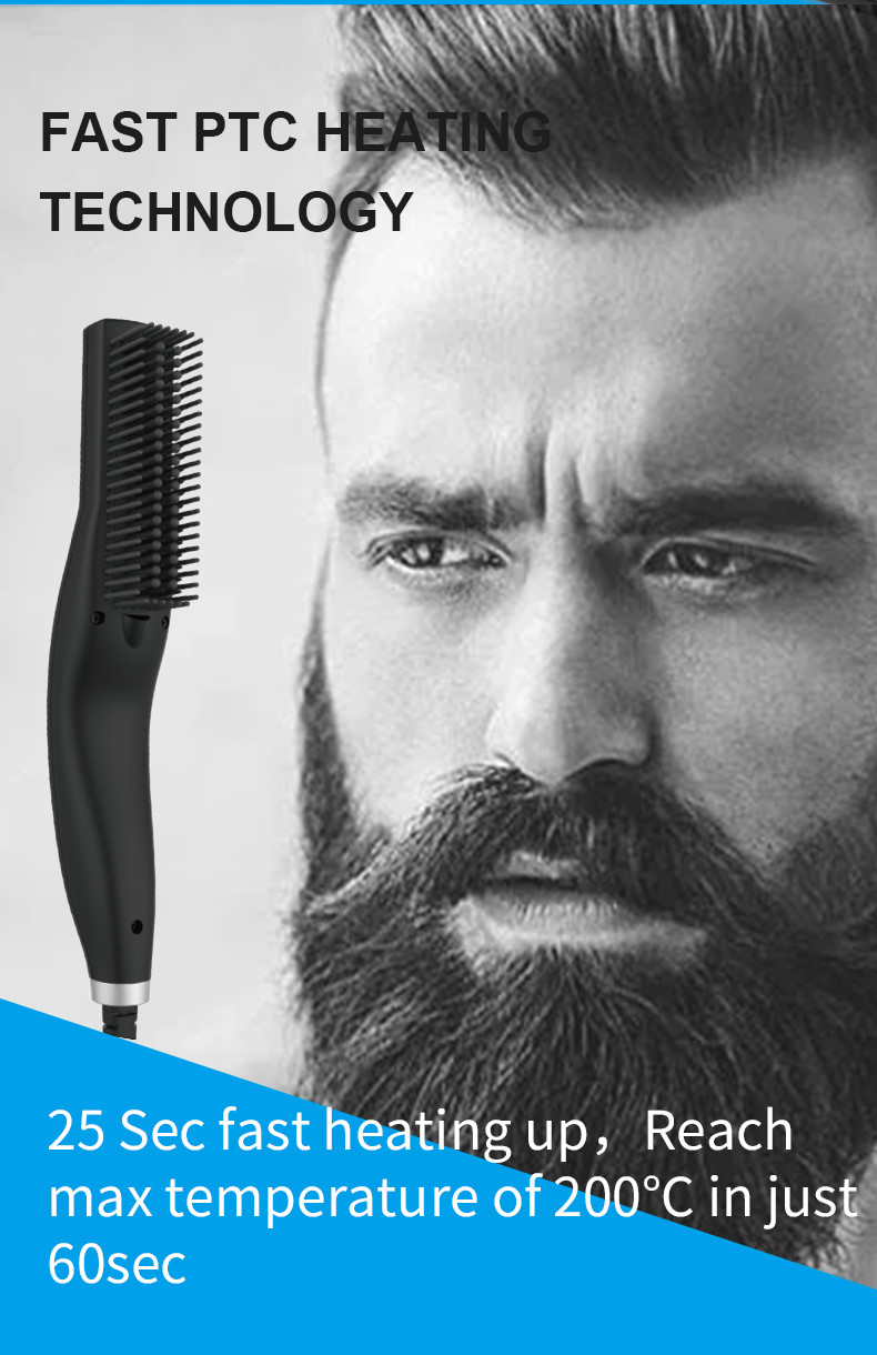 25w Mens Beard Straightener Brush With Carrying Bag