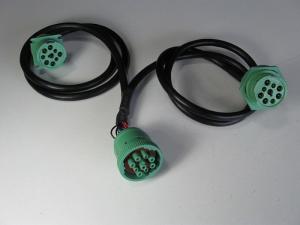 Quality Green Deutsch 9-Pin J1939 Female to J1939 Male and Threaded J1939 Male Y Cable wholesale