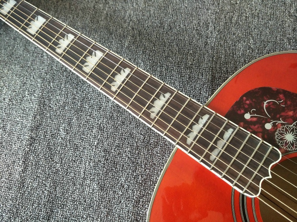 customization G200 Acoustic Guitar Flame red Top Solid spruce maple Tiger stripes Body Guitar