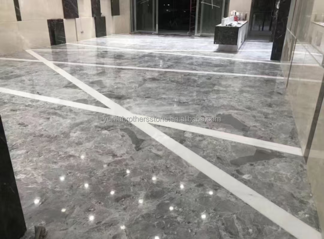 Yinsha Italian Grey Marble Stone Big Slab for Hotel Floors and Interior Home Stairs