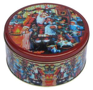 Quality France Chocolate Food Grade Tin Containers With Round Shape Dia168 x 80mm wholesale