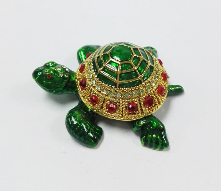 Mini Turtle trinket jewelry box petwer metal jewelry box diamond decoration gifts box