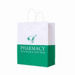 Biodegradable White Green Medical Pharmacy Paper Bag For Air Travel Vomit