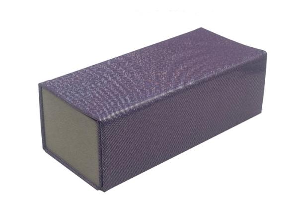 Leather Rhinestone Foldable Glasses Case , Sunglasses Packaging Box Purple