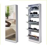 Bedroom White 25kg 29pcs Panels Mirrored Shoe Cabinet