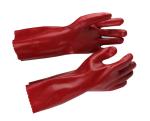 Safety Cuff Red PVC Dipped Chemical Resistant Gloves 18''