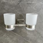 Polished Glass Tumbler Holder SUS304 Double Wall Mounted Toothbrush Holder