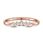 Real Cut Diamond Wedding Rings Brilliant 14K Rose Gold Jewelry