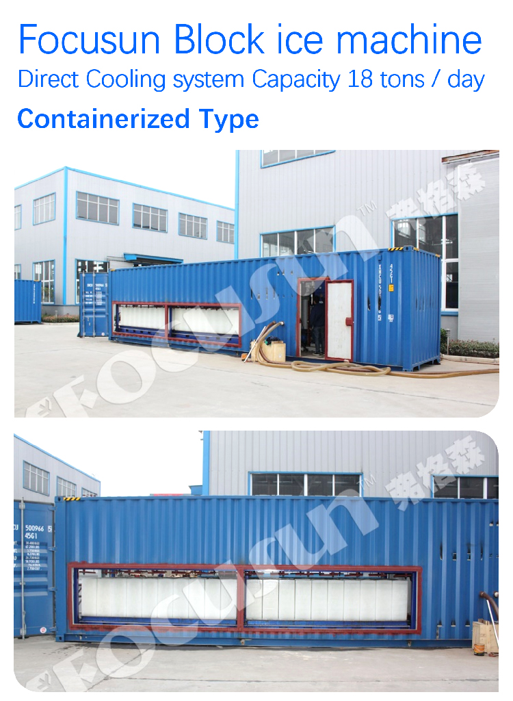 18 Ton/Day Containerized Direct Cooling Block Ice Maker Machine with Customized Design