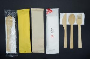 Quality Hotel Restaurant Bamboo Knives Forks And Spoons Set Long 168mm Natural Color wholesale