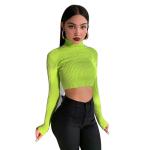 Turtleneck Navel Tops Women's Long Sleeve Crop Top