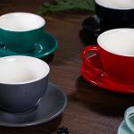 Oven Safe Colourful Porcelain Mugs Cup Saucer For Leisure Venues
