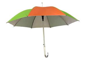Quality Colorful Straight Aluminum Umbrella Silver Glue Coating Auto Open J Shape Handle wholesale