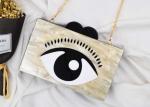Big Eye Pattern Box Clutch Bag , Beige Color Ladies Clutch Bags