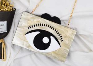 Quality Big Eye Pattern Box Clutch Bag , Beige Color Ladies Clutch Bags wholesale
