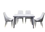 Metal Inlaid Light Luxury Rock Slate Top Dining Table
