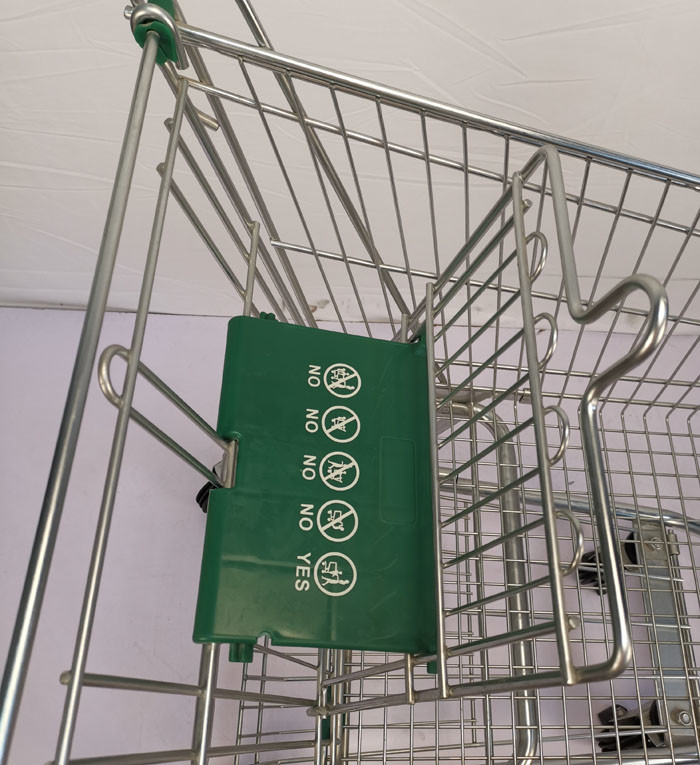 100L American Style Steel Shopping Cart Chain Store Shopping Cart With Elevator Wheels