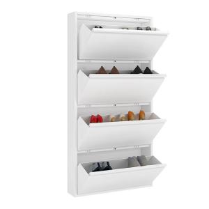 Quality Household Furniture metal shoe storage cabinet White 4 Layers wholesale