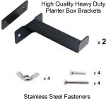 Outdoor Hanging Brackets for 6 Inch Planter Boxes Heavy Duty Iron Black Mounting